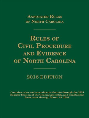 cover image of North Carolina Rules of Civil Procedure and Evidence